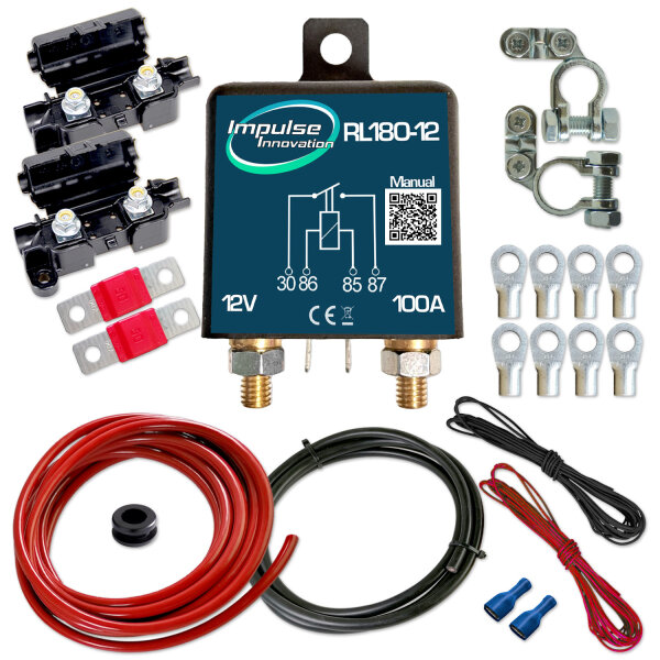 Trennrelaisset | RL180-12 12V 120A | PRO | Komplettset mit Kupferkabel