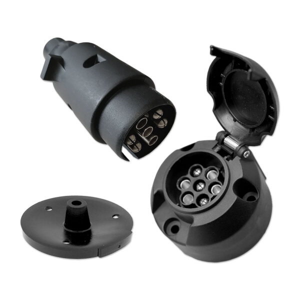 Anhängersteckersatz | 7-polig | 12V | Kunststoff | Stecker & Steckdose
