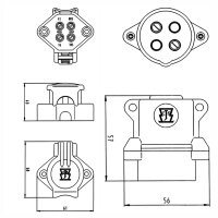 Anhängersteckersatz | 4-polig | 6-24V | 20A | Stecker & Steckdose